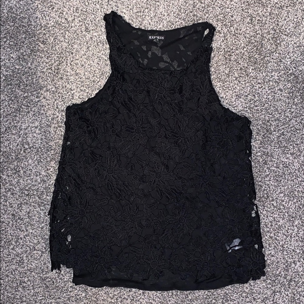 Black Floral Tank Top